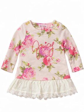 Juicy Couture Cream and Pink Floral Long Sleeve Top